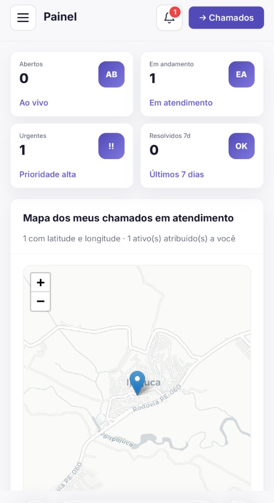 Dashboard_app_tecnico — painel do técnico em campo